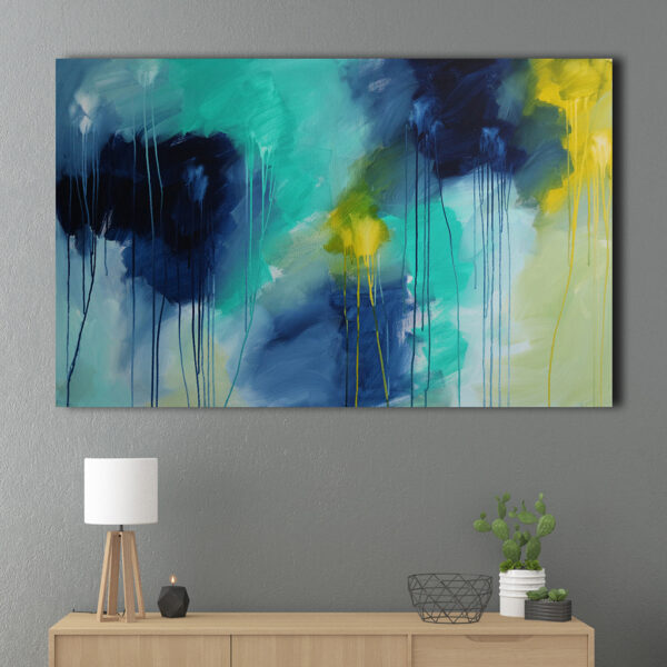 Moments by Charlie - Journey of Creative Pursuits | Adelaide artist Charlie Albright // Large Abstract Blue Painting titled New Beginnings 3 size 46 in x 30 in // 122 cm x 76 cm | Available on Bluethumb, Etsy and artist's website at momentsbycharlie.com